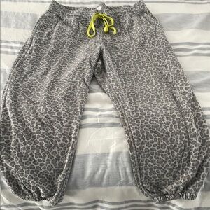 Lou & Grey Gray Leopard Print Pants with Yellow Accent
